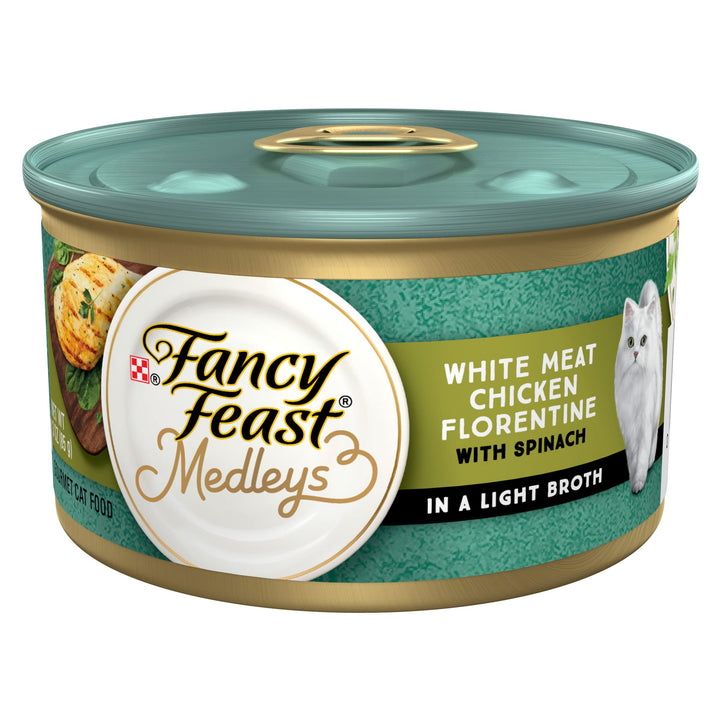 Gravy Wet Cat Food, Medleys White Meat Chicken Florentine With Garden Greens - (Pack of 24) 3 oz. Cans