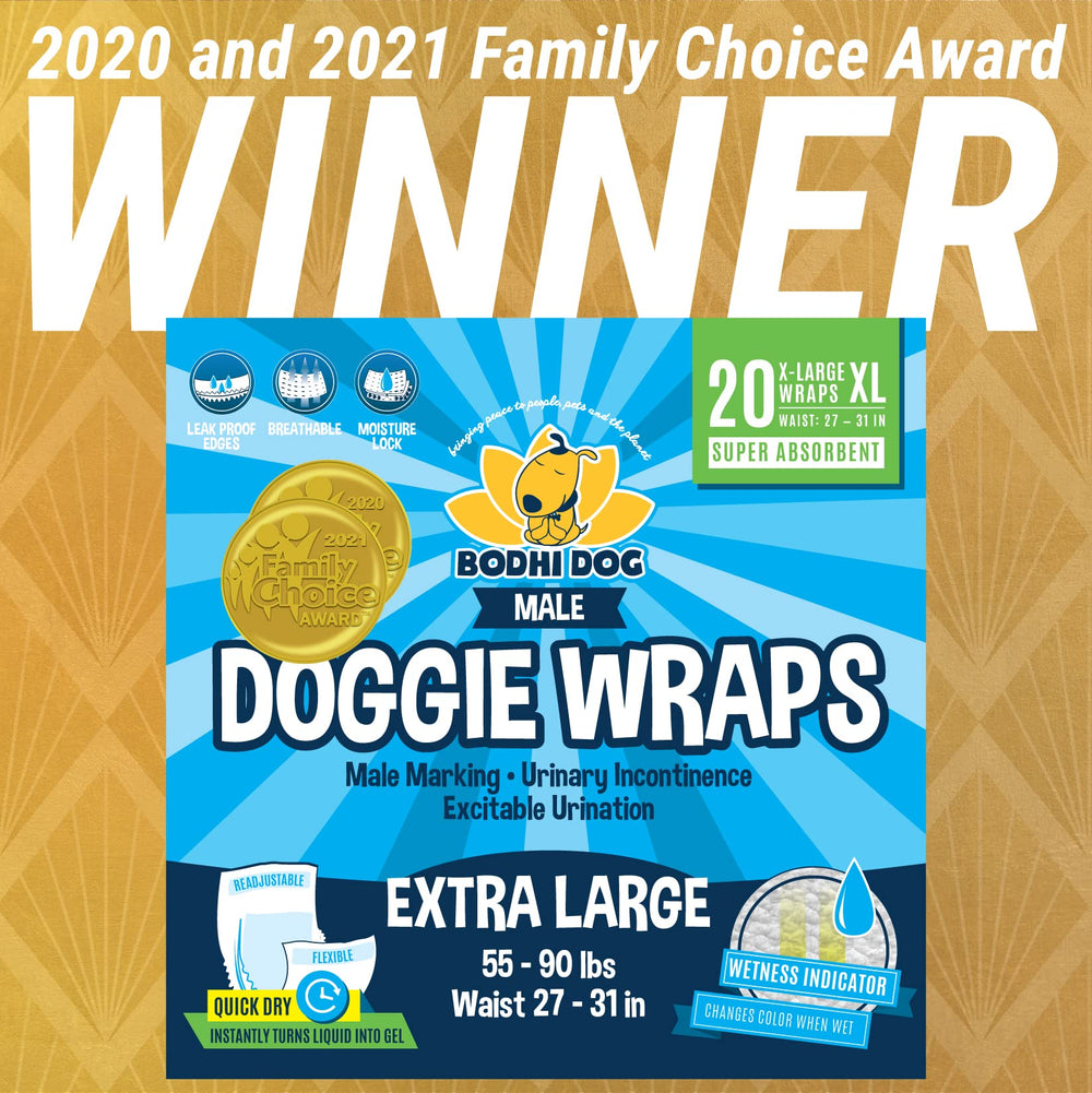 Disposable Male Dog Diapers - Super Absorbent, Leak-Proof Pee Wraps - Adjustable Fit, Comfortable Design, Advanced Moisture Control, and Wetness Indicator - Extra Large (20 Count)