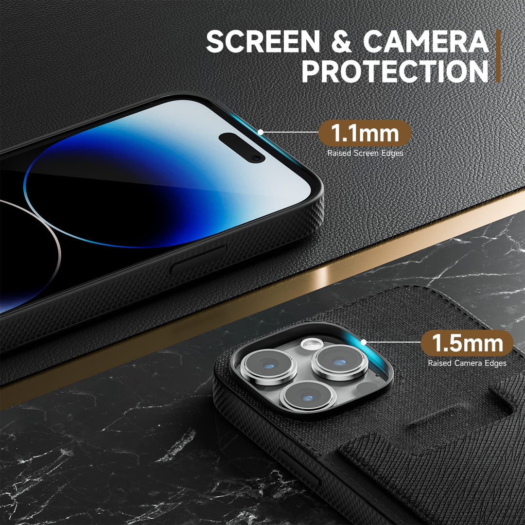 Slim Card Case for iPhone 14 Pro– Wallet Case with Card Holder Slots – Up to 5 Cards – Protective & Scratchproof – Compatible with iPhone 14 Pro 6.1 inch – Classic Black