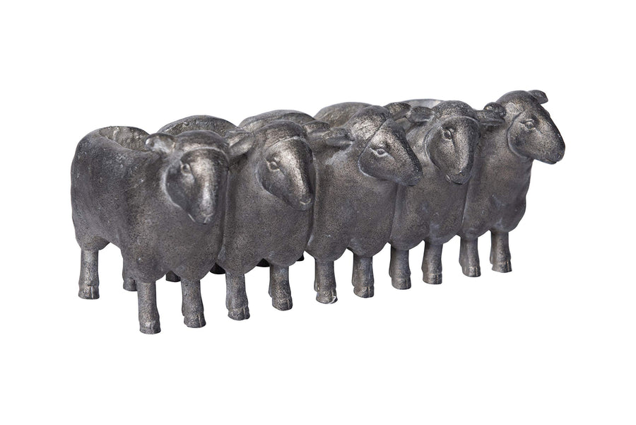 Resin Sheep Planter with Distressed Iron Finish
