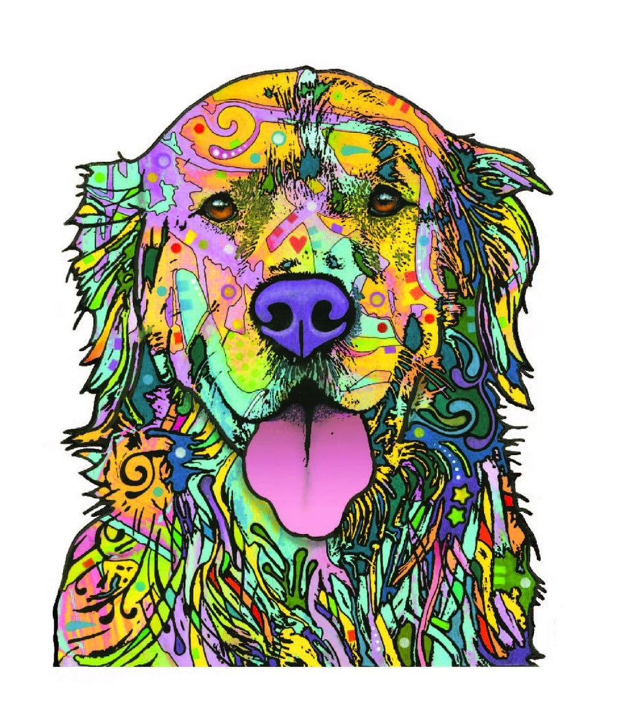 Dean Russo Golden Retriever Car Stickers, Outdoor Rated Vinyl Sticker Decals for Windows, Bumpers, Laptops or Crafts - 2 Pieces