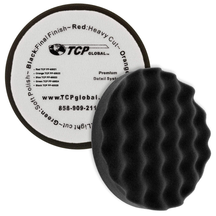 6.7 Black Waffle Final Finishing Grip Foam Polish Pad - DA Hook & Loop
