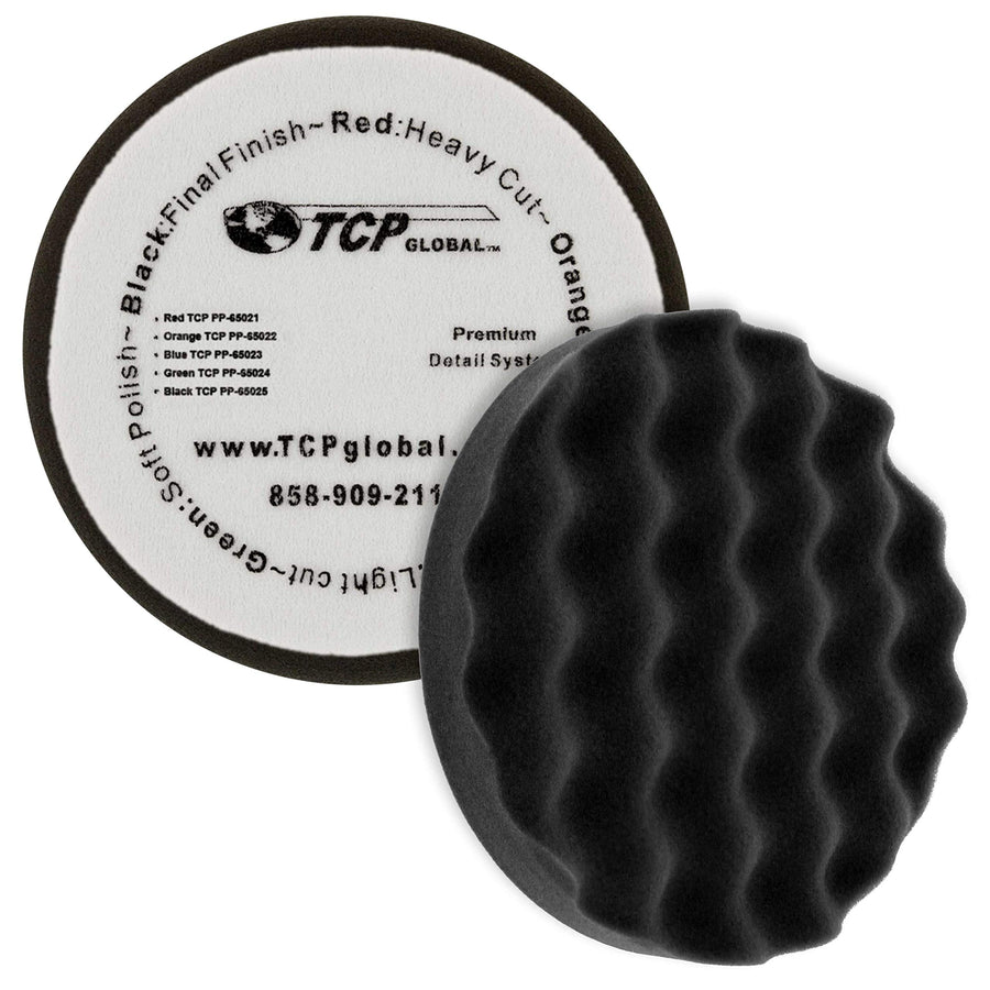 6.7 Black Waffle Final Finishing Grip Foam Polish Pad - DA Hook & Loop