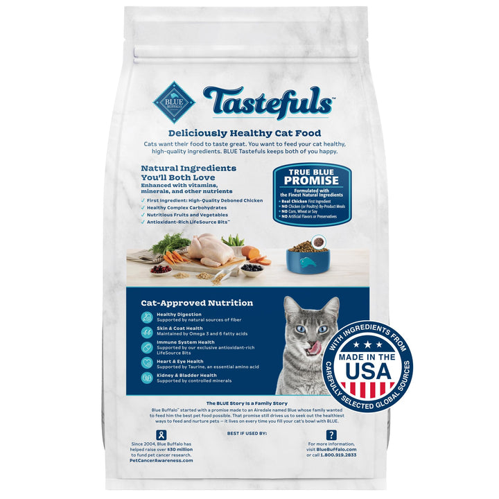 Tastefuls Natural Dry Food for Active Adult Cats, Chicken and Brown Rice Recipe, 15-lb. Bag