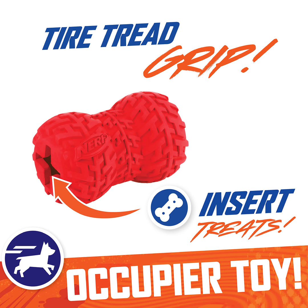 Dog Tire Feeder Dog Toy, Lightweight, Durable and Water Resistant, 4 Inches, for Medium/Large Breeds, Single Unit, Red