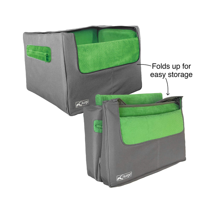 Skybox Rear Booster Seat for Dogs or Cats, Dog Car Seat, Carrier Carseat for Pets Up to 30 Pounds, Helps with Canine Car Sickness, Includes Seatbelt Tether (Grass Green/Charcoal)