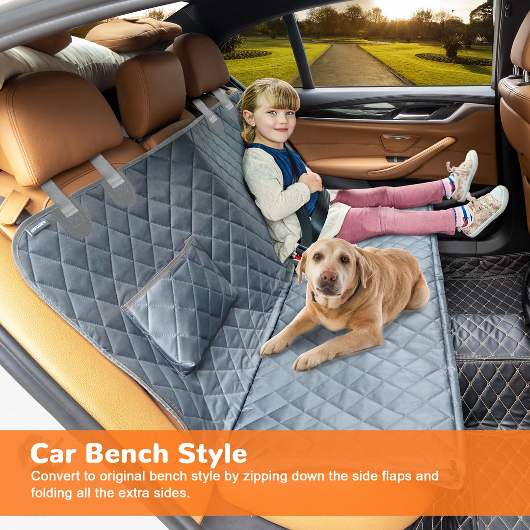 Seat Cover for Dog 100% Waterproof Pet Seat Cover Hammock 600D Heavy Duty Scratch Proof Nonslip Durable Soft Pet Back Seat Covers for Cars Trucks and SUVs