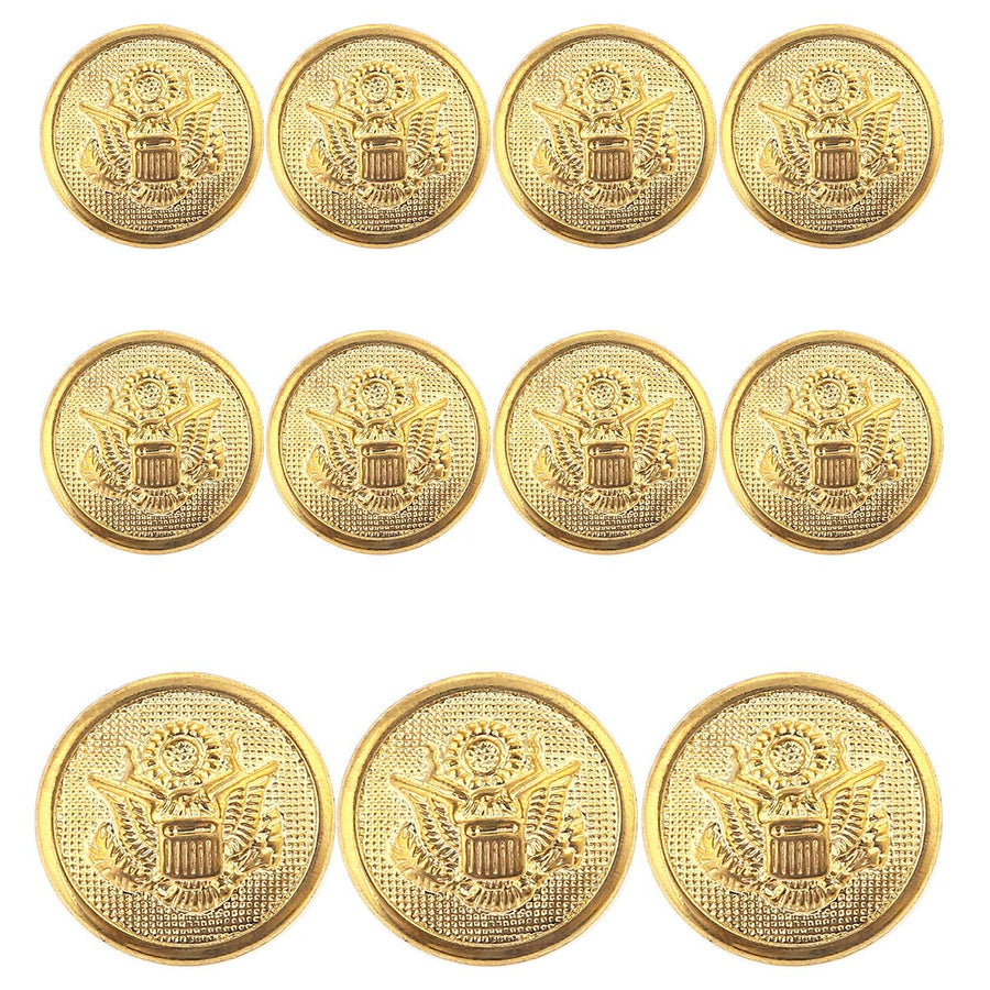 11 Pieces Metal Blazer Button Set - Eagle Badge - for Blazer, Suits, Sport Coat, Uniform, Jacket (Gold 15mm 20mm