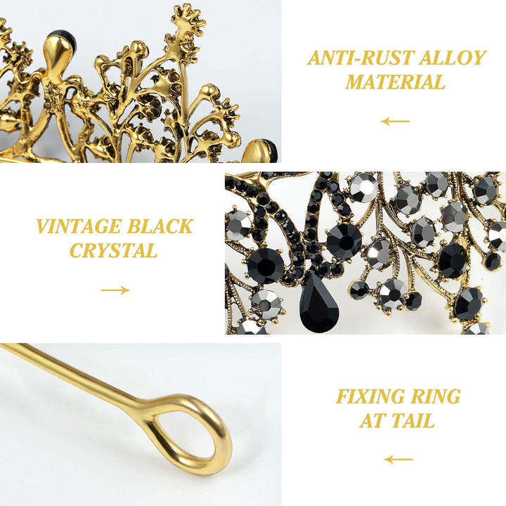 Black Crown for Women Baroque Queen Crown and Tiaras Princess Crown Gothic Crown Headpiece for Women Halloween Birthday
