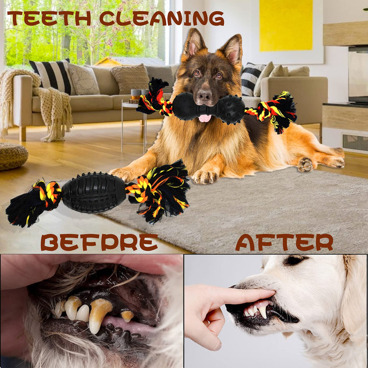 Durable Dog Chew Toys 6 Pack, Cotton Rope Rubber Dog Toys,Convex Design for Puppy Small Medium Dogs Chew, Tug of War, Fetching, Puppy Teething Toy for Boredom, Gift