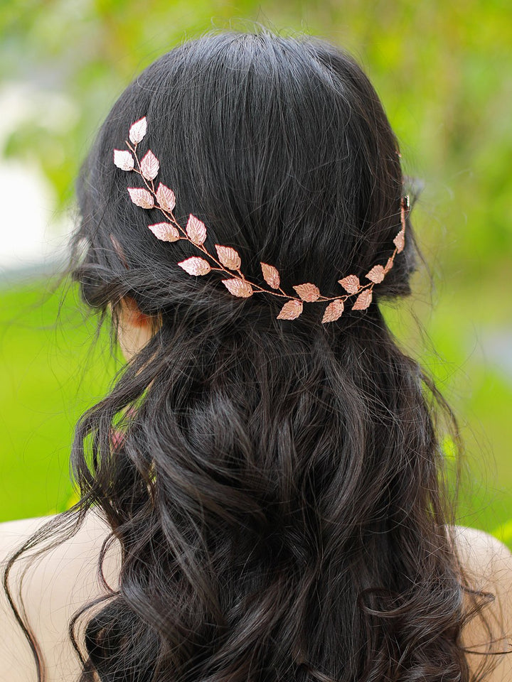 Bridal Silver leaf Headband Wedding Headpiece Bridal Flower Crownwoodland Headband Bridal Headpiece Wedding Hair Accessories (gold)