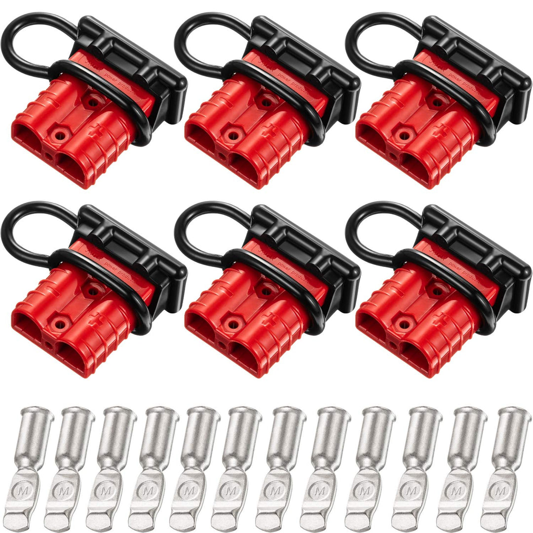 6 Sets 6-10 Gauge Battery Quick Connect Disconnect 50a 12-36v Battery Quick Connector Quick Wire Harness Plug Kit Battery Quick Connector Disconnect Plug for Motor Winch Trailer(Red)