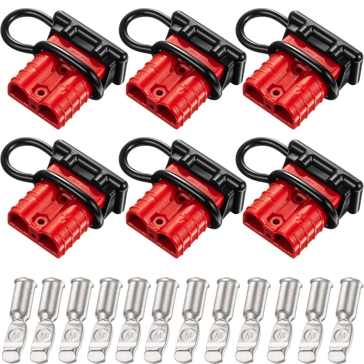 6 Sets 6-10 Gauge Battery Quick Connect Disconnect 50a 12-36v Battery Quick Connector Quick Wire Harness Plug Kit Battery Quick Connector Disconnect Plug for Motor Winch Trailer(Red)