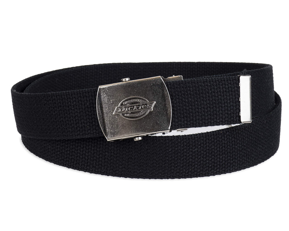 Cotton Web Belt with Military Logo Buckle, Black, One Size-Cut to Fit