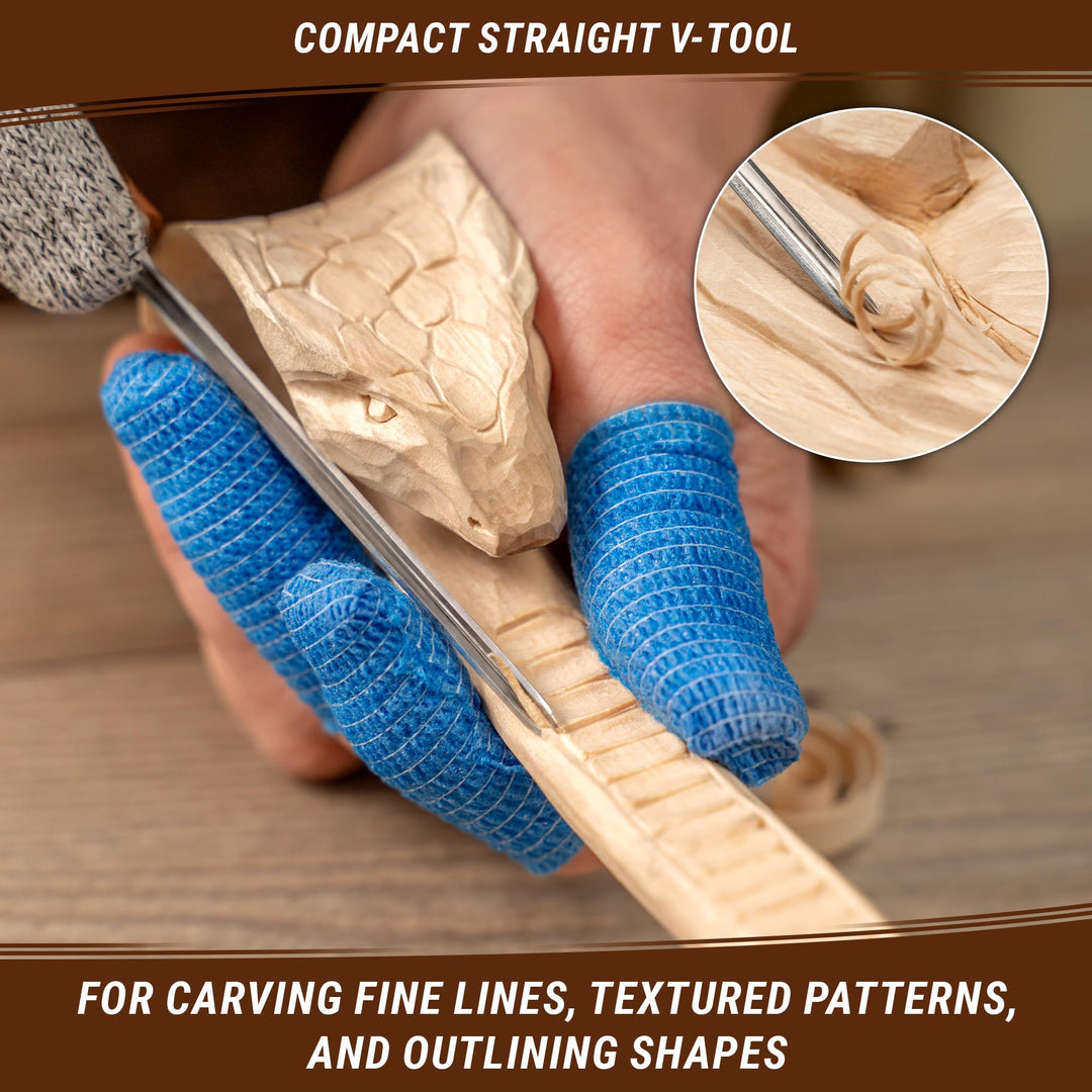 Wood Carving V Gouge K12/02 Woodworking Hand Chisel Compact Wood Carving Knife for Beginners and Profi