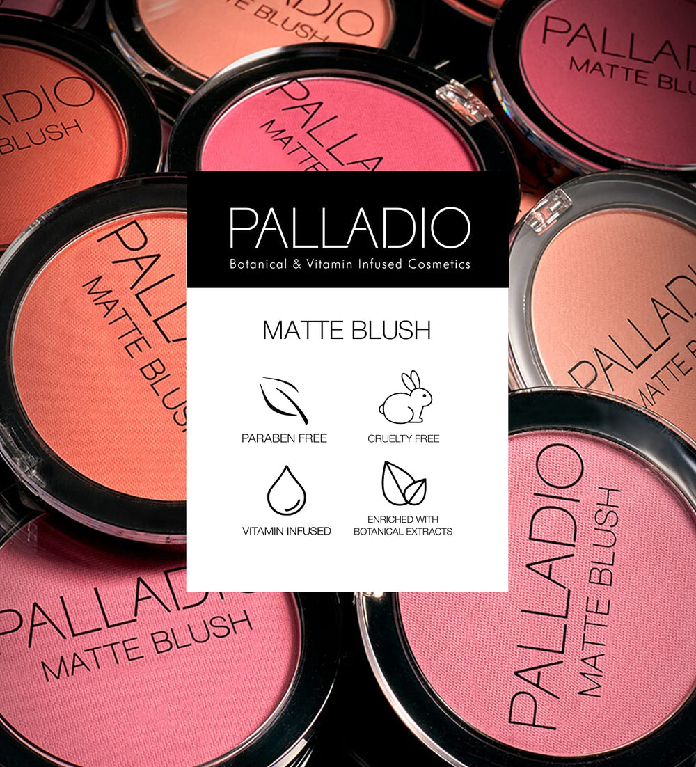 Matte Blush, Brushes onto Cheeks Smoothly, Soft Matte Look and Even Finish, Flawless Velvety Coverage, Effortless Blending Makeup, Flatters the Face, Convenient Compact, Berry Pink