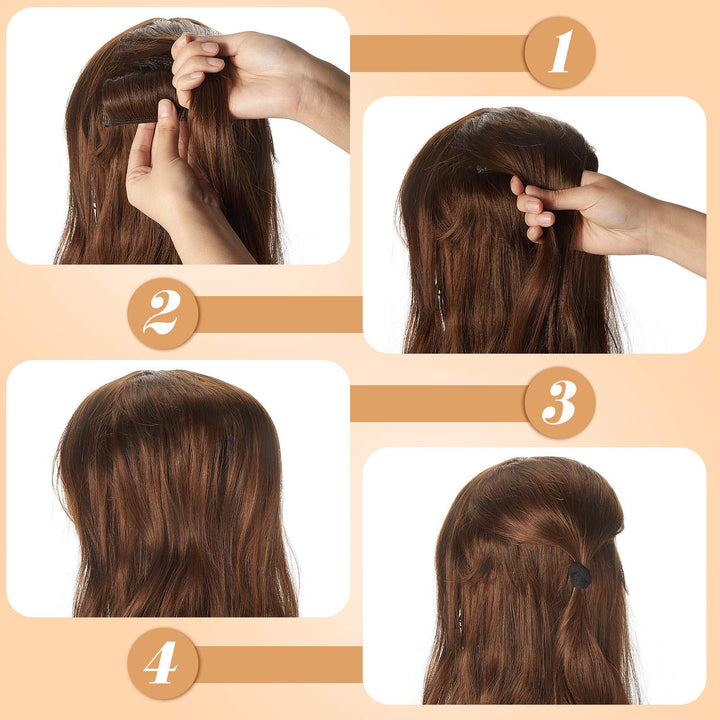 3 Pieces Invisible False Hair Clips, Increased Hair Pad, Bump It Up Volume Hair Base Fluffy Princess Styling Insert Tool for Women Girls (Dark Brown)