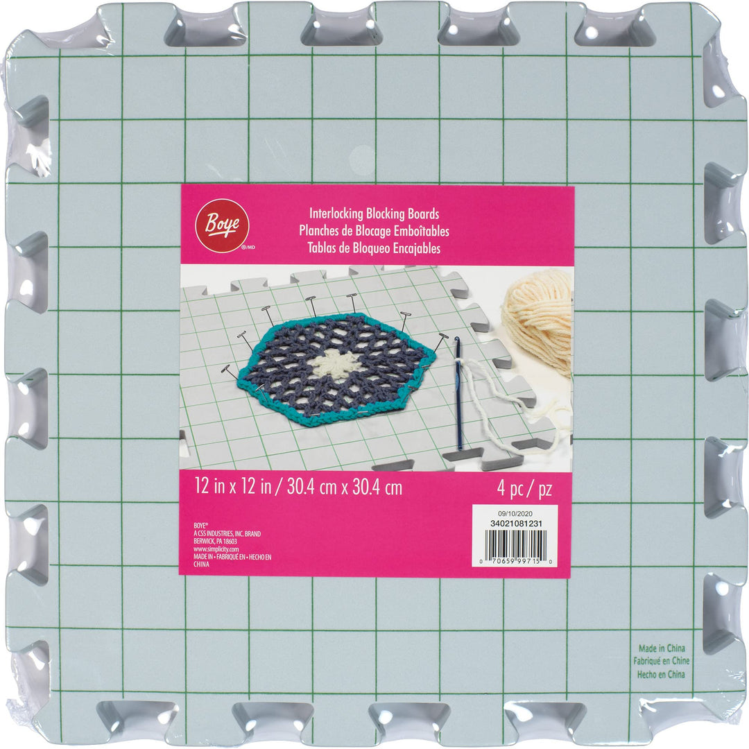 Interlocking Needlepoint, Knitting, and Crochet Blocking Boards, 12'' W x 12'' L, White, 4 Pc