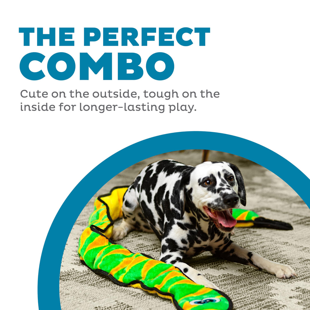 Durablez Tough Plush Squeaky Dog Toy, Snake, Green, XXL
