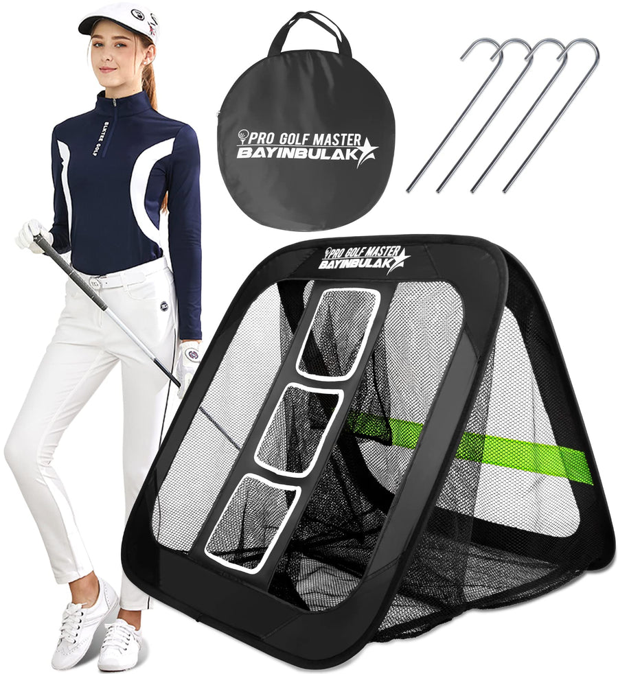 2 in 1 Golf Chipping Practice Net Backyard Driving 2.5'×2.5' Golf Accessories for Men Women Souvenirs, 1 Pack