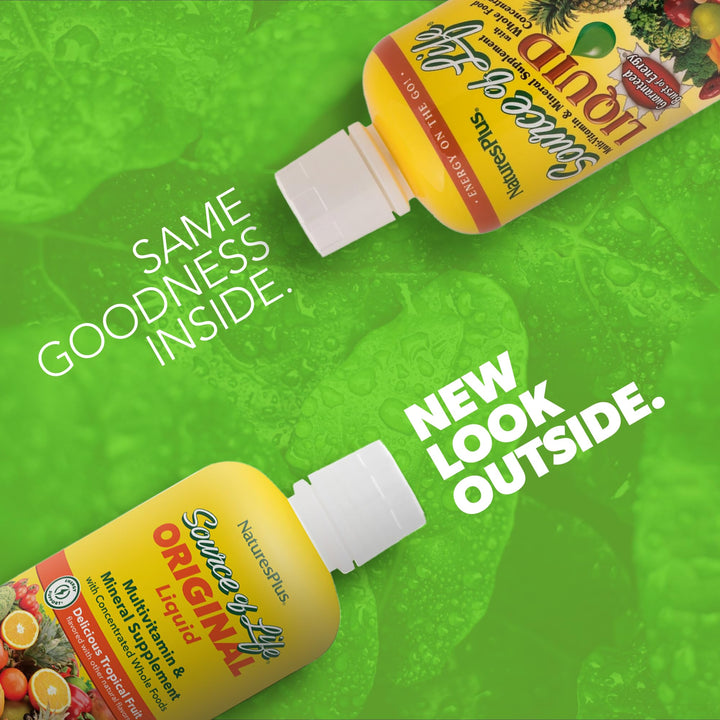 Natures Plus Source of Life Liquid, Tropical Fruit - 30 fl oz - Multivitamin & Mineral Supplement - Gluten Free, Vegetarian - 30 Servings