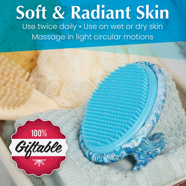 Body Brush for Razor Bumps and Ingrown Hairs Treatment - 1pk Skin Exfoliator for Body Shaving Irritation, Strawberry Legs, Armpit, Bikini Line - Blue
