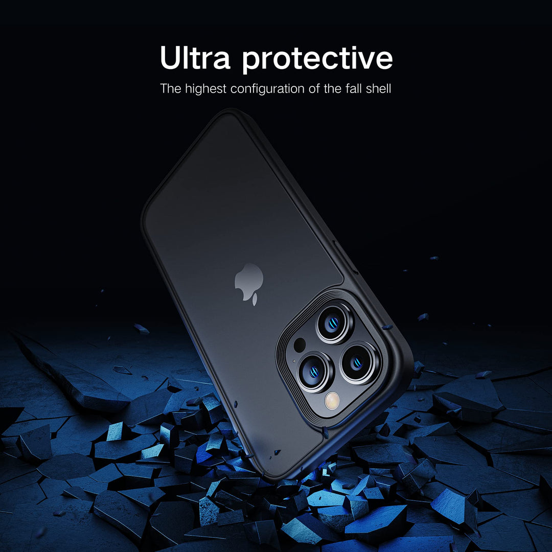 Shockproof Case for iPhone 14 Pro Max CaseTranslucent&Silky Touch&Sensitive Aluminum Buttons Anti-Fingerprint Anti-Scratch for iPhone Pro Max 14 Case for Women Men (Black)