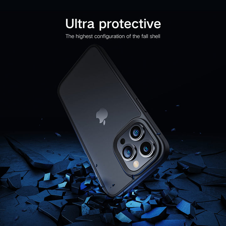 Shockproof Case for iPhone 14 Pro Max CaseTranslucent&Silky Touch&Sensitive Aluminum Buttons Anti-Fingerprint Anti-Scratch for iPhone Pro Max 14 Case for Women Men (Black)