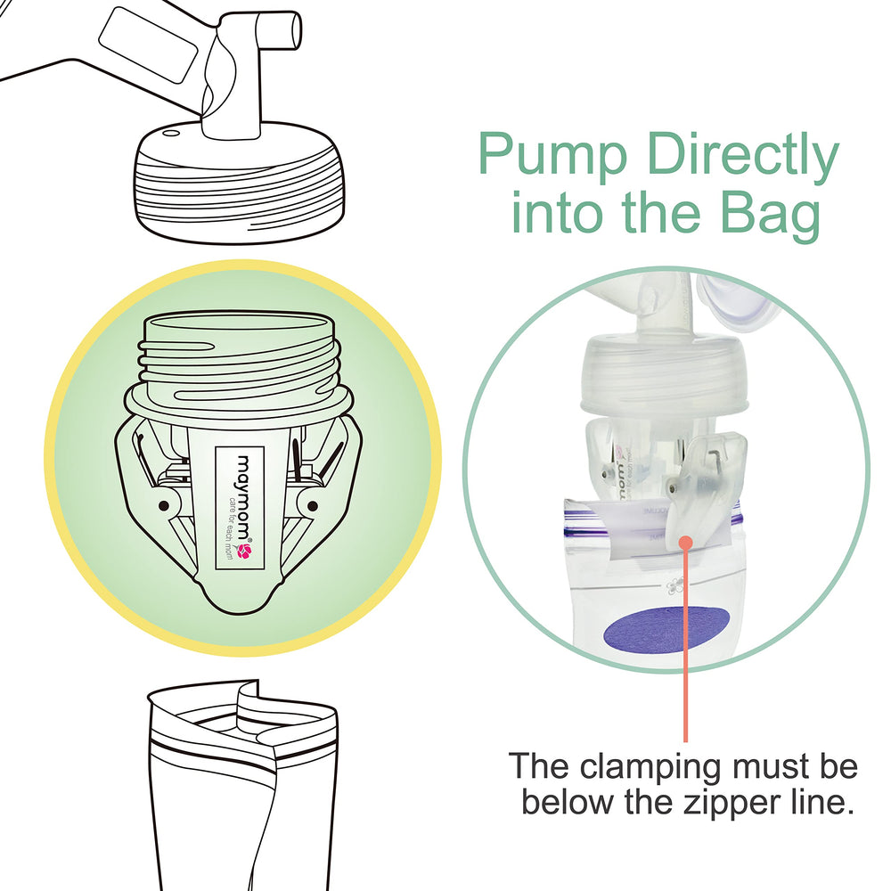 Breastmilk Storage Bag Adapters Compatible with Spectra S1, S2 Pumps ; 2 Duckbill Valves Included; Clear BPA Free Material; Boiling Water OK; Do Not Use Microwave or Steamer Bag to Sanitize