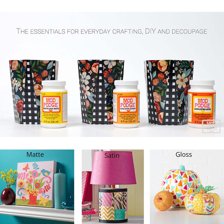 Matte Sealer, Glue & Finish: All-in-One Craft Solution- Quick Dry, Easy Clean, for Wood, Paper, Fabric & More. Non-Toxic - Craft with Confidence, Made in USA, 8 oz., Pack of 1