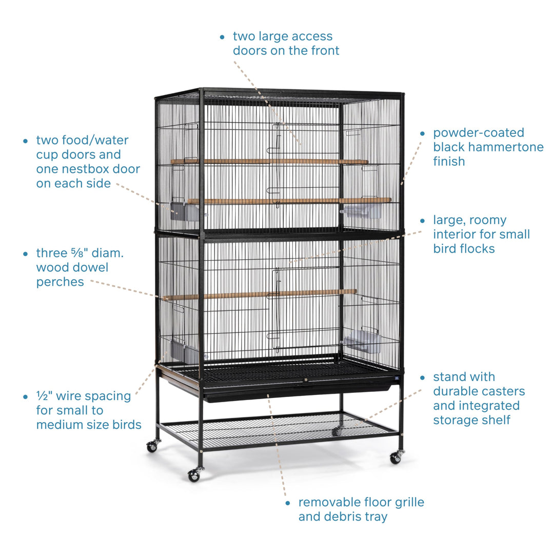 Prevue Pet Products Wrought Iron Flight Cage with Stand F040 Black Bird Cage, 31-Inch by 20-1/2-Inch by 53-Inch