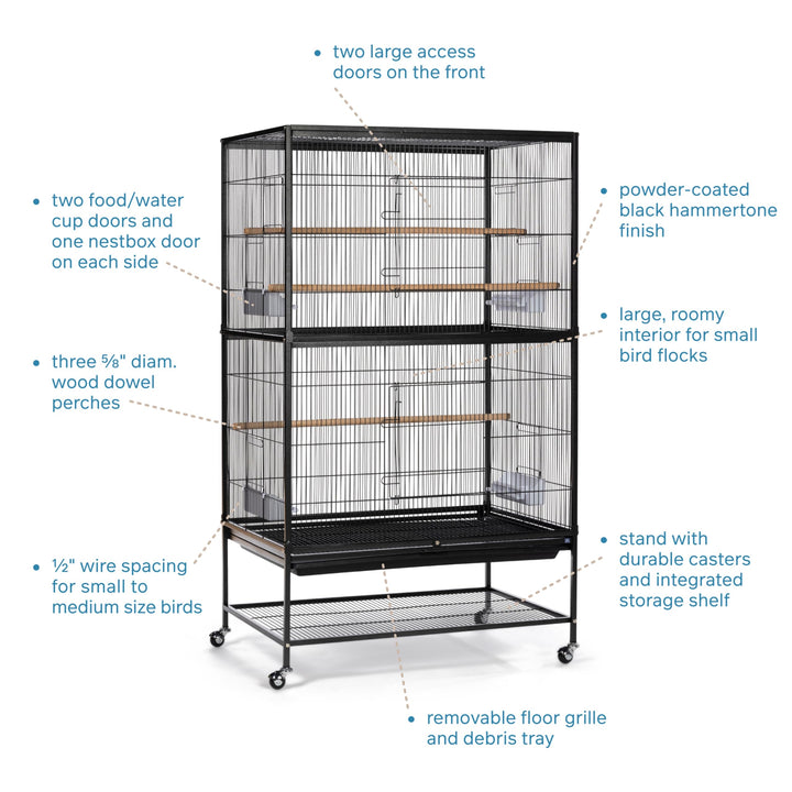 Prevue Pet Products Wrought Iron Flight Cage with Stand F040 Black Bird Cage, 31-Inch by 20-1/2-Inch by 53-Inch