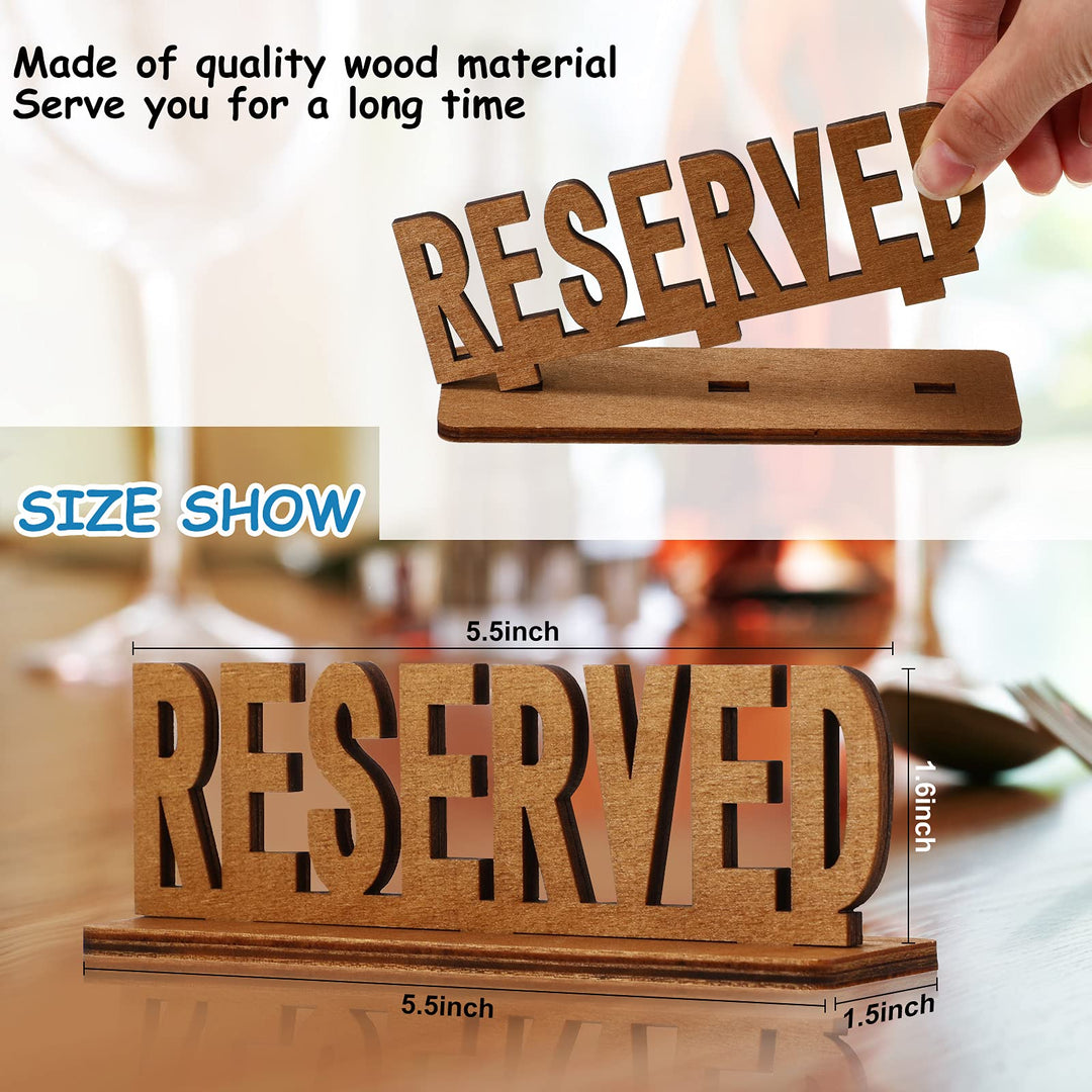 6 Pieces Wooden Reserved Table Sign Reserved Sign for Wedding Rustic Table Decor Laser Cut Reserved Signs for Tables Restaurant Special Events