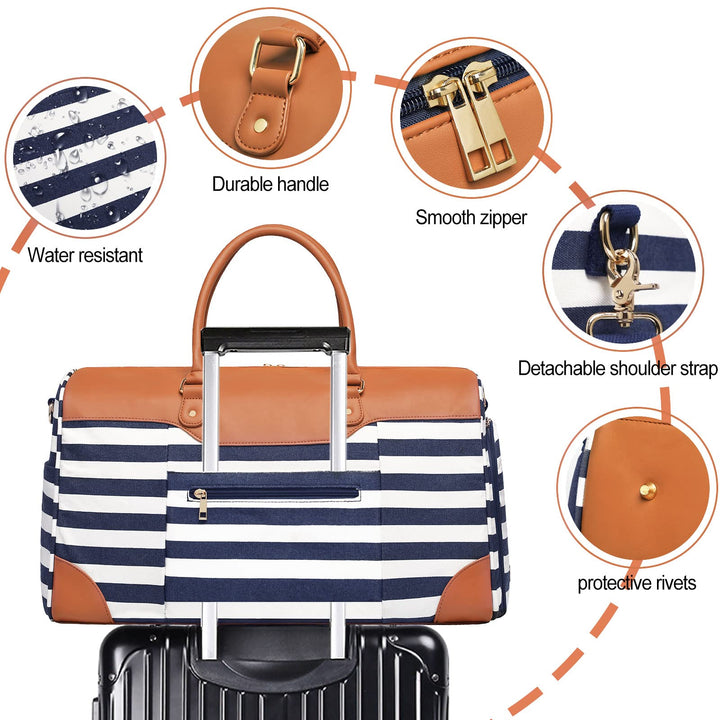 Weekender Bags for Women Canvas Travel Duffel Bags with Shoe compartment Overnight Carry On Large Duffle Bag for Travel Business Trip Gym Sport Daily use