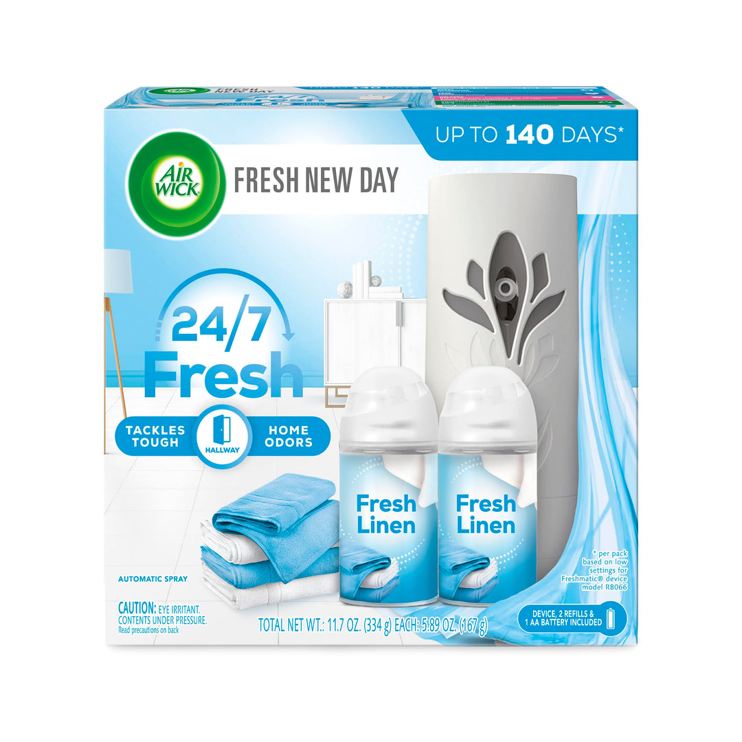 Automatic Air Freshener Spray Starter Kit (Gadget + Refill), Fresh Linen, Air Freshener, Essential Oils