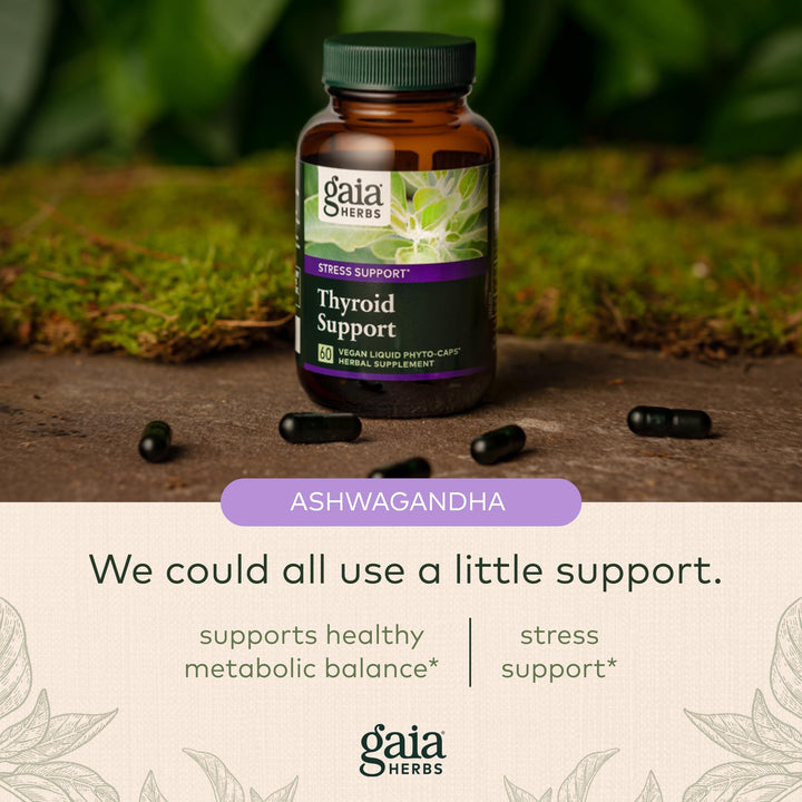 Thyroid Support - Made with Ashwagandha, Kelp, Brown Seaweed, and Schisandra to Support Healthy Metabolic Balance and Overall Well-Being - 60 Vegan Liquid Phyto-Capsules (20-Day Supply)