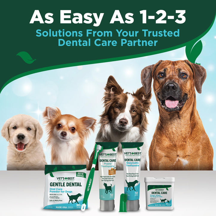 Vet's Best Dental Care Finger Wipes for Dogs, Plaque & Tartar Remover For Teeth, Dog Dental Care Freshens Breath, Teeth Cleaning Finger Wipes for Dogs & Cats, Dog Wipes, Pet Wipes For Cats, 50 Count