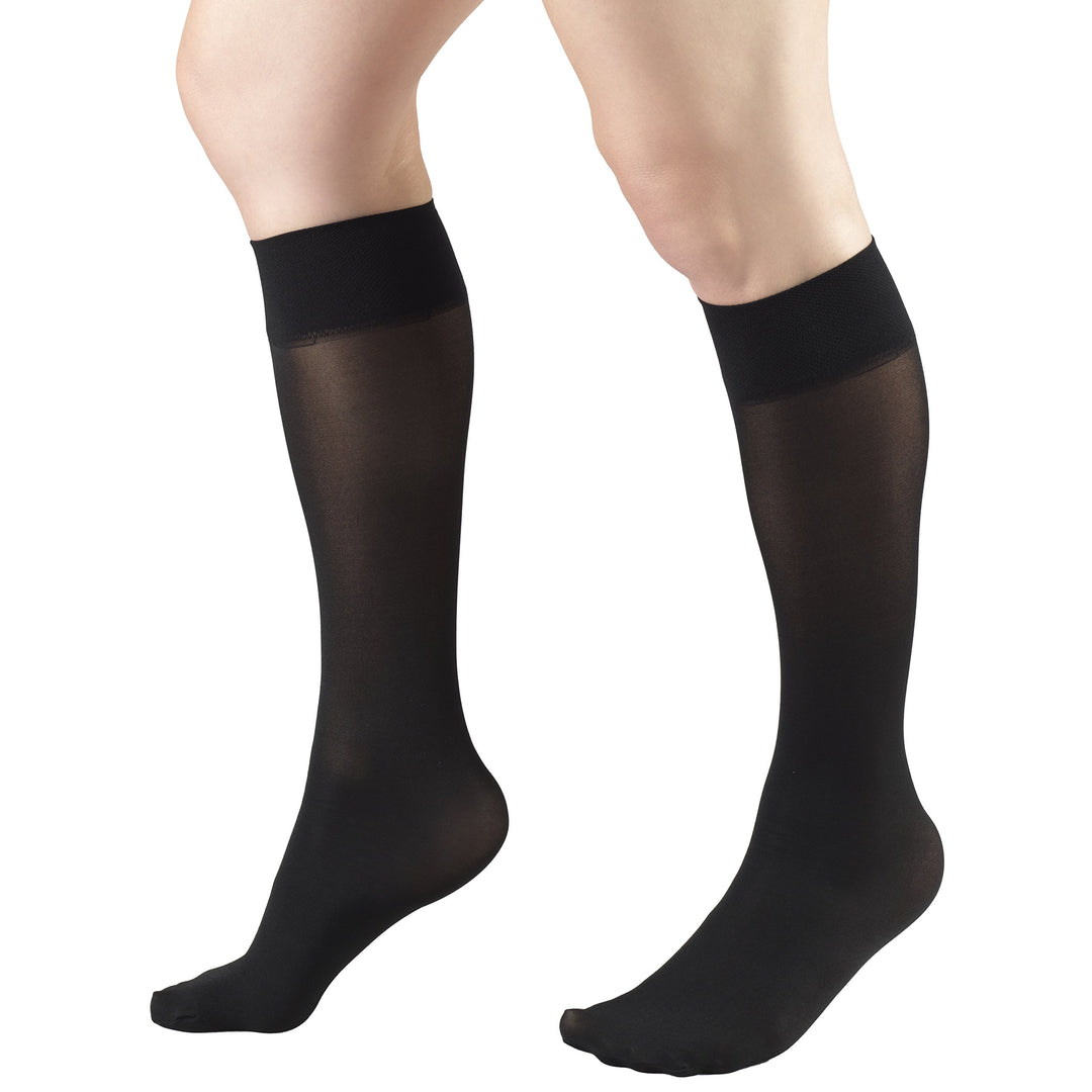Truform Women's 8-15 mmHg Sheer Knee High Compression Stockings, Black, Large