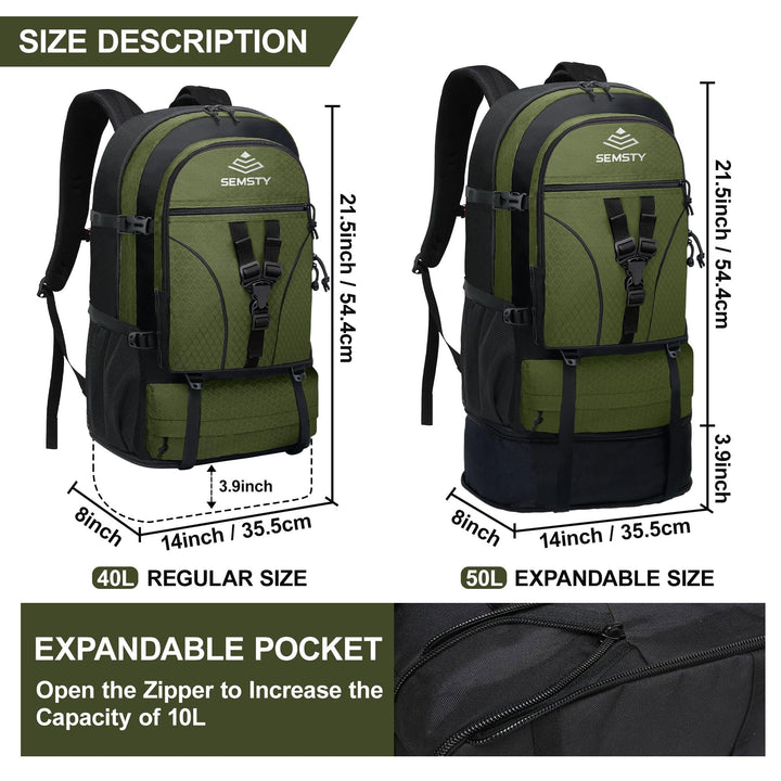 Hiking Backpack, 30L/40L/50L Expandable Hiking Backpack for Men and Women, Travel Camping Backpack Flight Approved