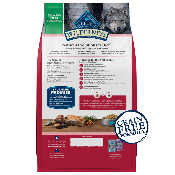 Wilderness Adult High-Protein Dry Dog Food with Real Salmon, Grain-Free, Made in the USA with Natural Ingredients, Salmon, 24-lb Bag