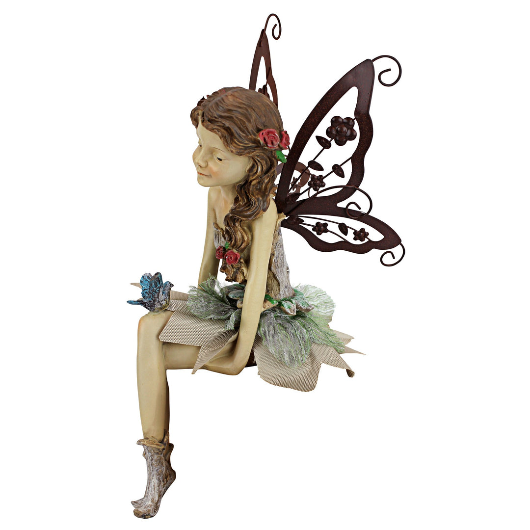 Fannie The Garden Fairy Sitting Statue, 12 Inch, Polyresin, Full Color