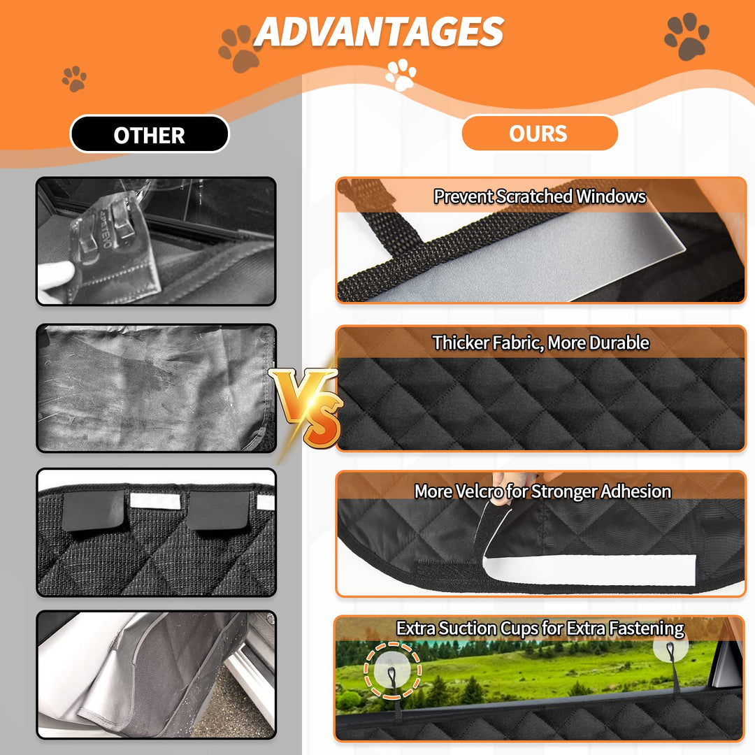 Car Door Protector from Dog Scratching | 2PCS Waterproof Nonslip Durable Pet Vehicle Protector for Dogs | Easy Attach Car Door Cover with Suction Cups | Anti-Scratch Dog Window Guards for Cars Black