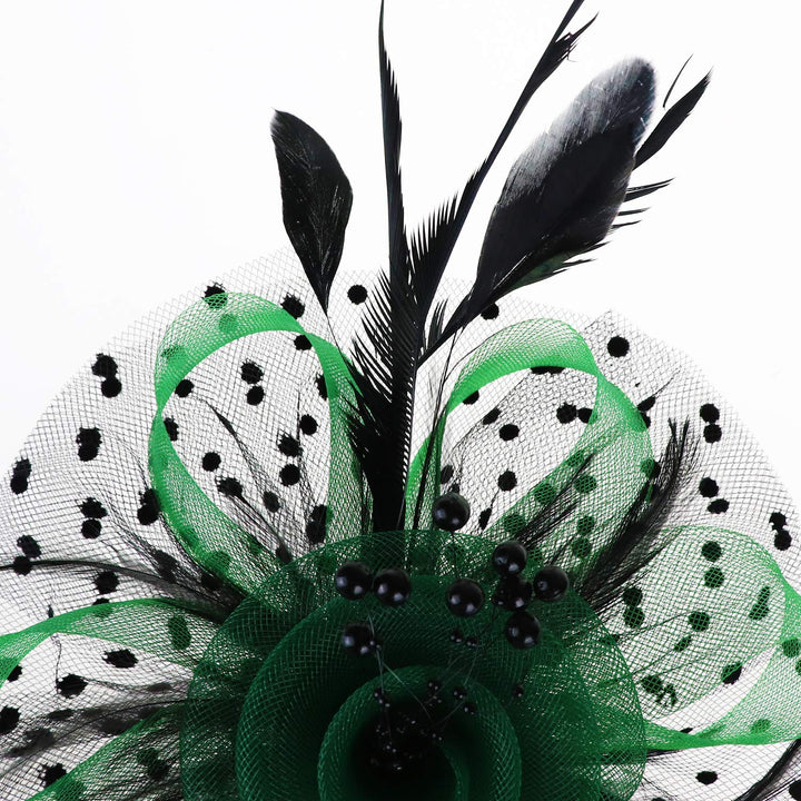 Fascinators Hat Flower Mesh Ribbons Feathers on a Headband and a Clip Tea Party Headwear for Girls and Women