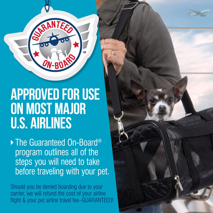 Original Deluxe Travel Pet Carrier, Airline Approved & Guaranteed On Board - Black Lattice, Medium