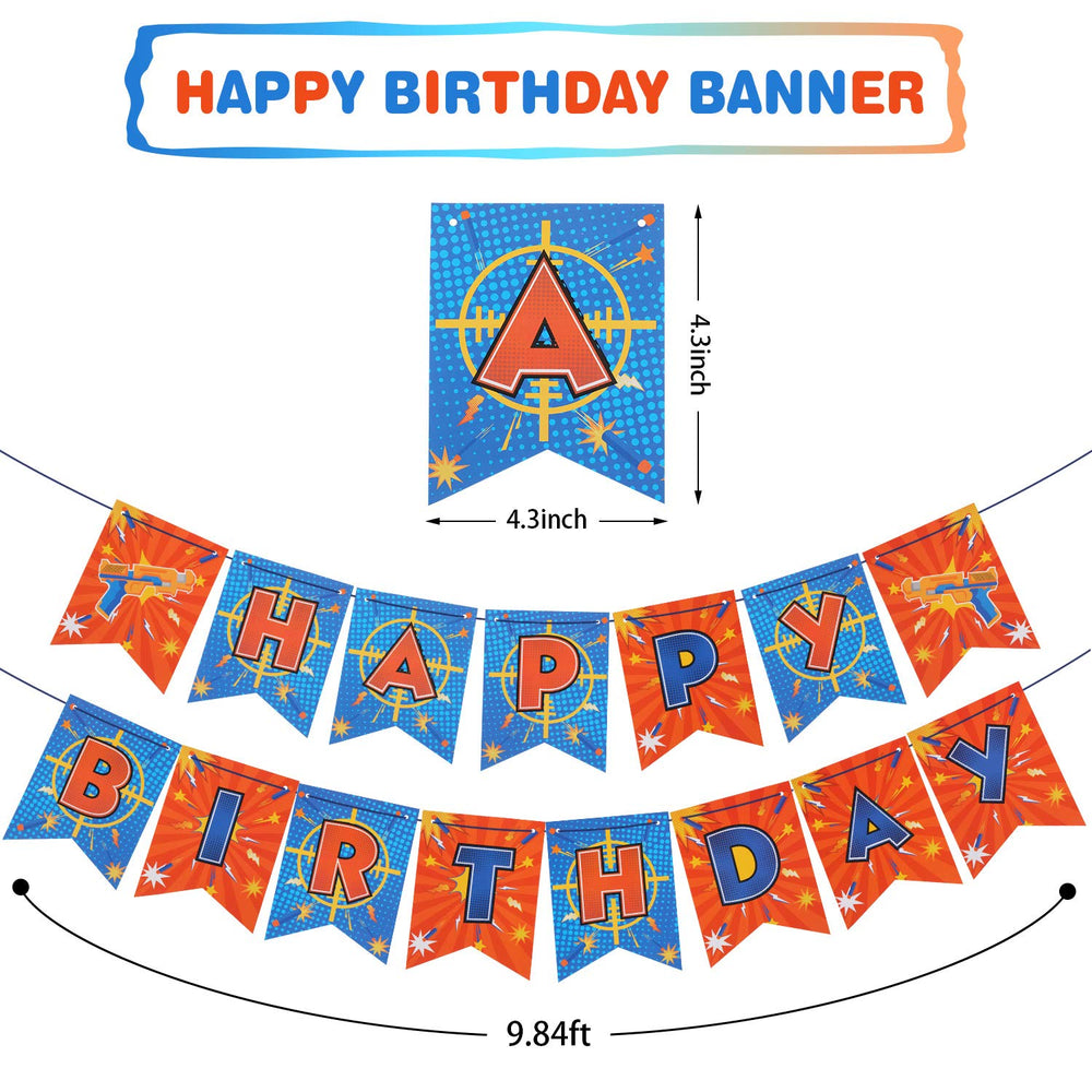 53 Pieces Dart Battle Party Supplies Dart Gun Birthday Decorations Supplies Include Gun Banner Paper Flower Pom Hanging Swirls Latex Balloons Tassel Garland Cake Cupcake Topper