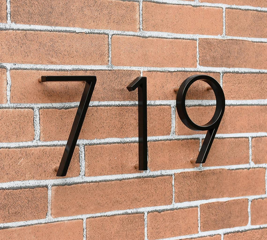 5 Stainless Steel Floating House Number, Metal Modern House Numbers, Garden Door Mailbox Decor Number with Nail Kit, Coated Black, 911 Visibility Signage (0)