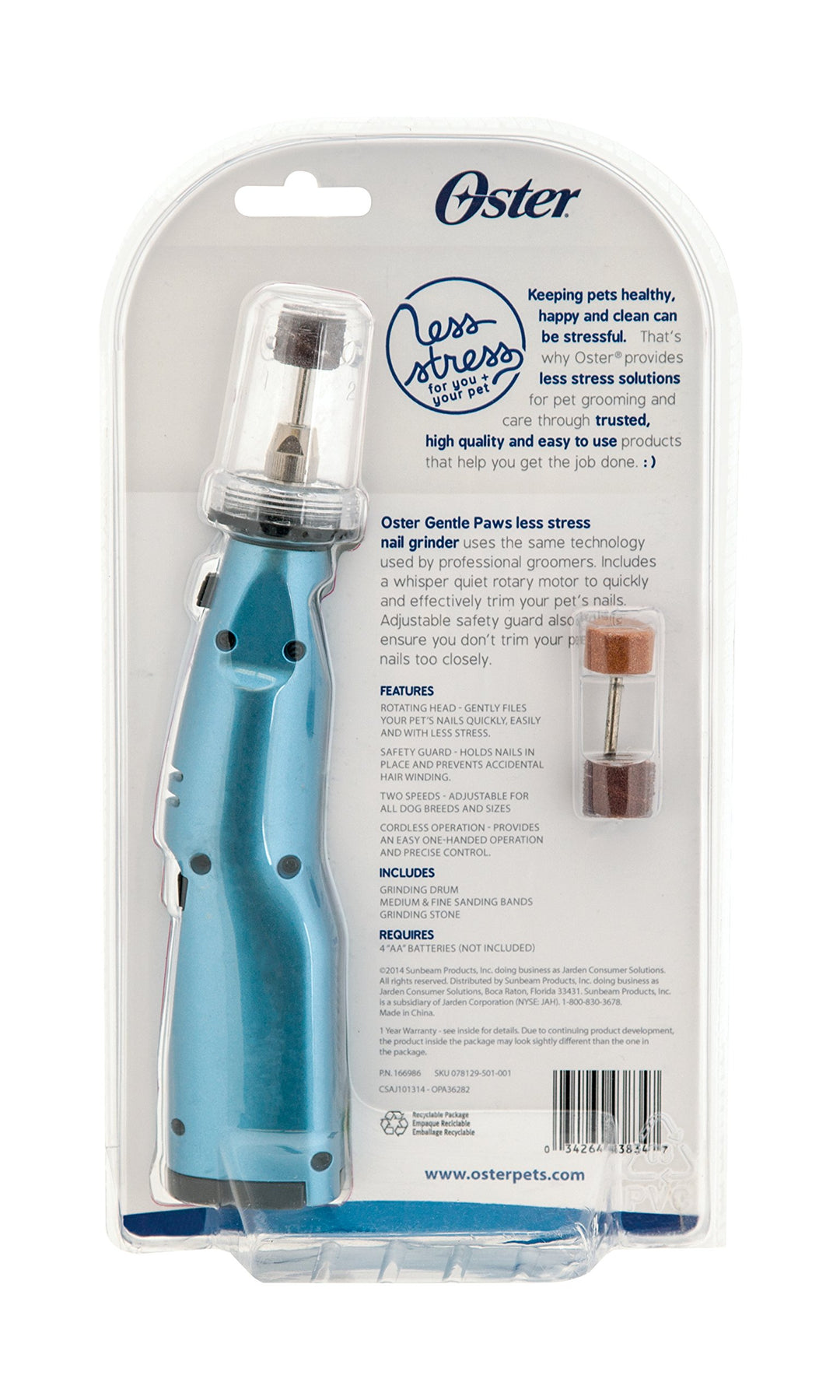 Gentle Paws Less Stress Dog and Cat Nail Grinder, 2 Speed (078129-600-000)