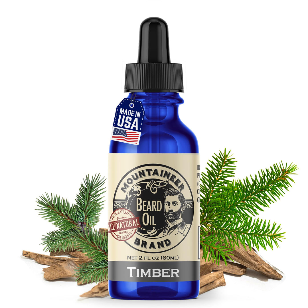 Beard Oil - WV Timber Scent - 100% Natural Conditioner and Softener For Men - Hydrates and Moisturizes for Beard Growth - Treats Dry Itchy Beards - 2oz