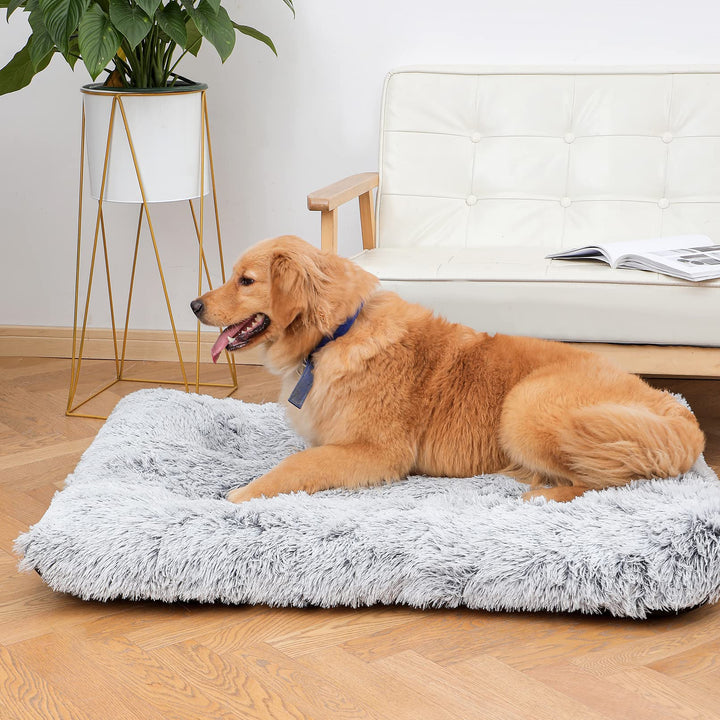 Dog Bed,Crate Pet Bed Kennel Pad,Soft Plush Washable,Comfortable Dog Bed,Suitable for Medium & Large Dogs (Grey)