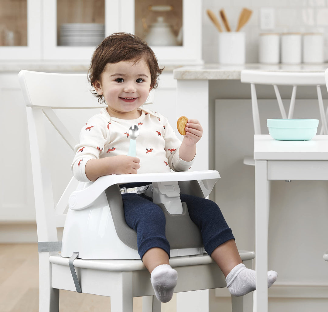 My Little 2-in-1 Booster Seat and Grow with Me Floor Seat with Removable Feeding Tray, Indoor and Outdoor Activity Chair, Purple